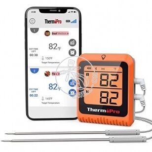 ThermoPro TP-25H2 bevielis Bluetooth skaitmeninis maisto termometras su 2 zondais