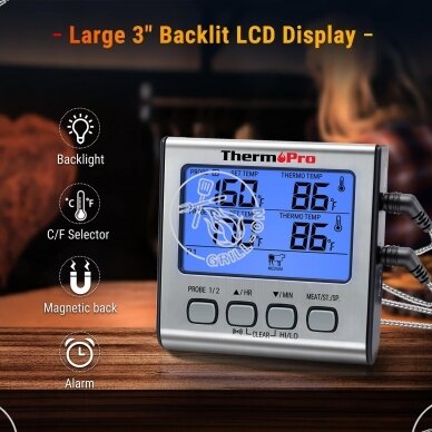 ThermoPro TP17 skaitmeninis mėsos kepimo BBQ elektroninis termometras 6