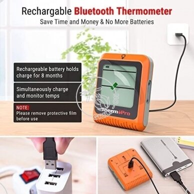 ThermoPro TP-25H2 bevielis Bluetooth skaitmeninis maisto termometras su 2 zondais 5
